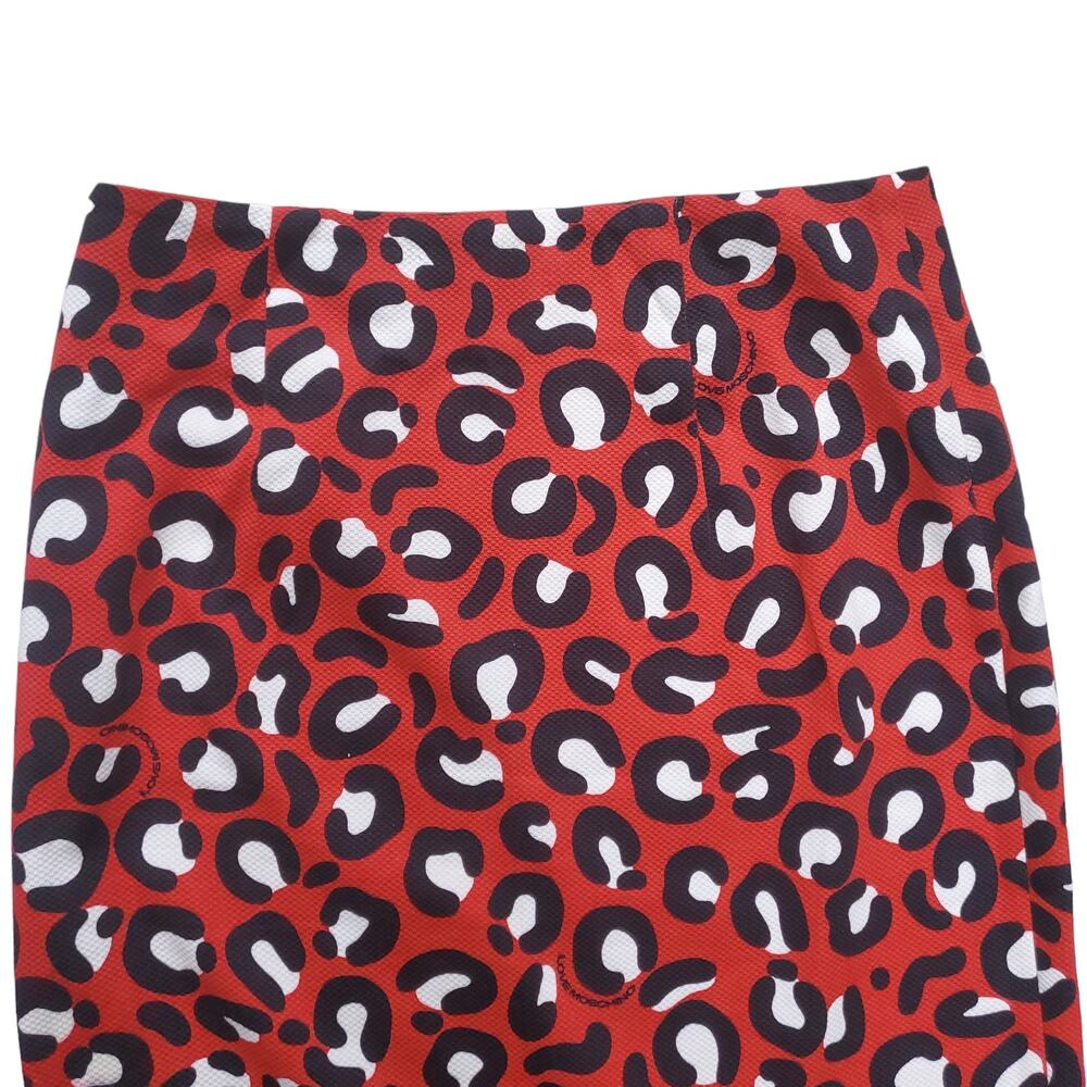 Love Moschino Red Animal Print Pencil Skirt Black White Cotton Stretch Sz 2 - Picture 5 of 8